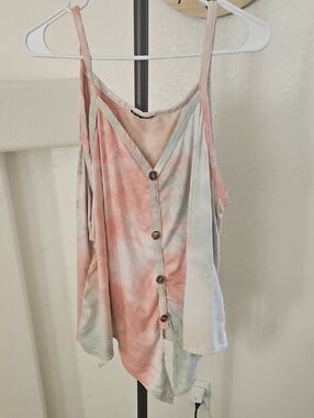 Pastel Tie-Dye Button Front Tank Top